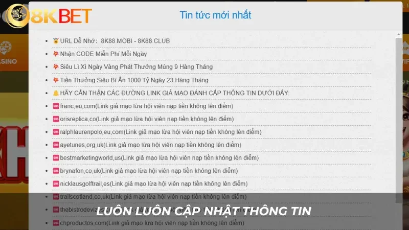 Luôn luôn cập nhật thông tin để có thể tránh truy cập nhầm